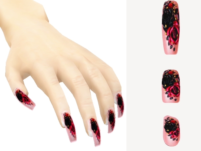 *SALE* PolishMePretty Rhinestone Collection Black and Pink Roses