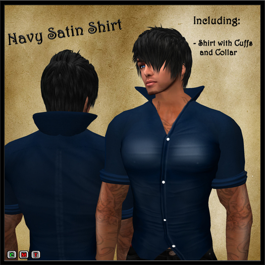 Navy Satin Shirt