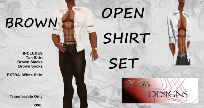 Open Shirt Set Brown