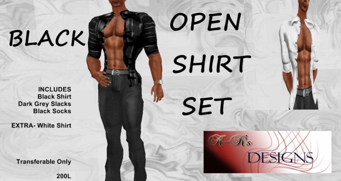 Open Shirt Set Black