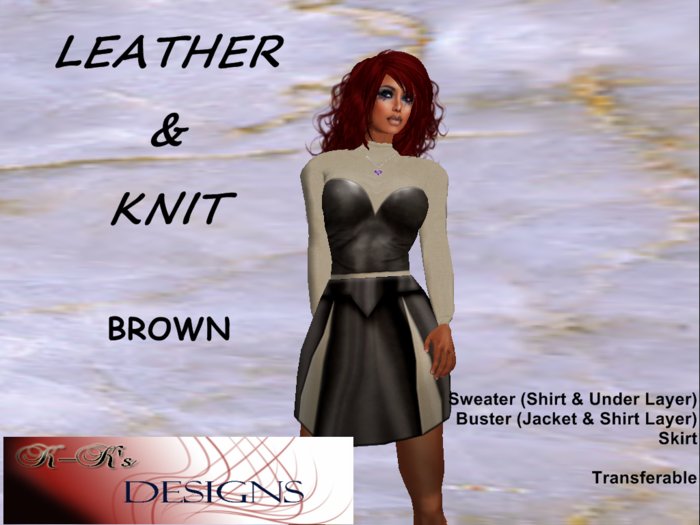 Leather & Knit Brown