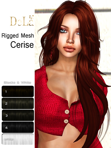 =DeLa*= Mesh Hair "Cerise" Blacks and White