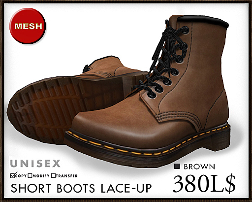 J's Short Boots Laceup (Brown)