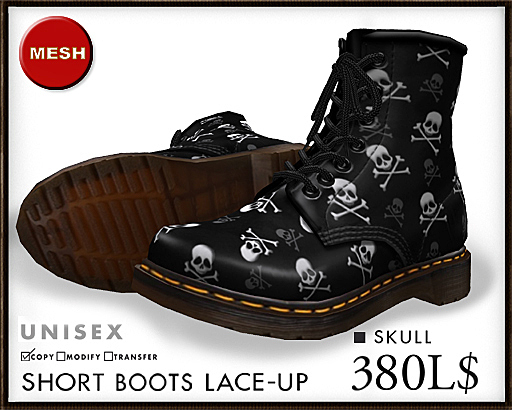 J's Short Boots Laceup (Skull)