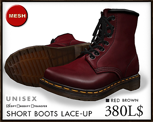 J's Short Boots Laceup (RedBrown)