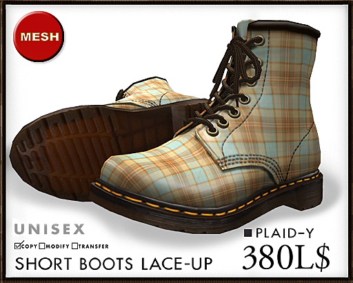 J's Short Boots Laceup (Plaid Y)