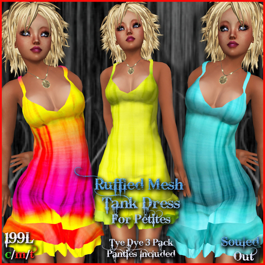 SOULED OUT PETITE TANK DRESS TYE DYE 3 PACK
