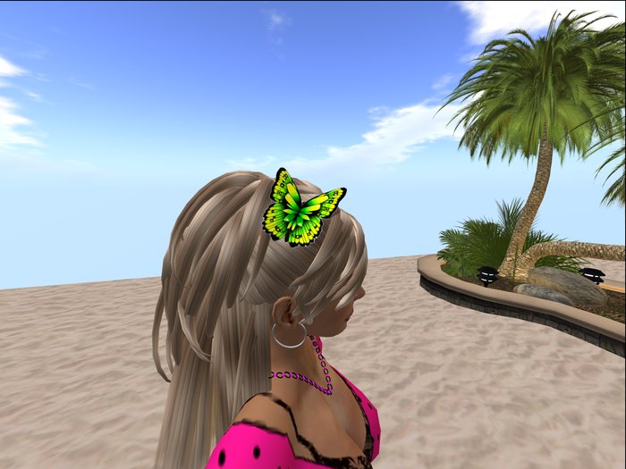 Moving Hair ButterFly Green V18