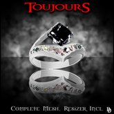 Dare Designs: Toujours ladies' ring - platinum/onyx