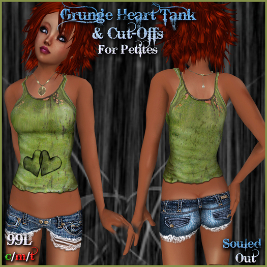 SOULED OUT GRUNGE HEARTS AND SHORTS SET/OLIVE
