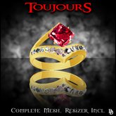 Dare Designs: Toujours ladies' ring - gold/ruby