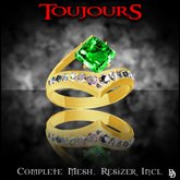 Dare Designs: Toujours ladies' ring - gold/emerald