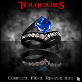 Dare Designs: Toujours ladies' ring - black titanium/sapphire