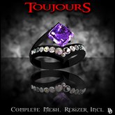Dare Designs: Toujours ladies' ring - black titanium/amethyst