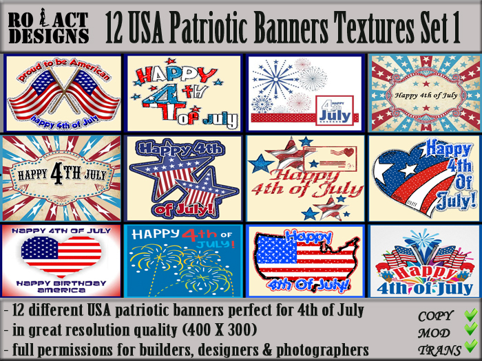 ..::RO!ACT::..DESIGNS 12 USA Patriotic Banners Set 1