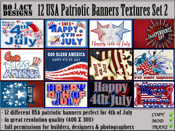 ..::RO!ACT::..DESIGNS 12 USA Patriotic Banners Set 2