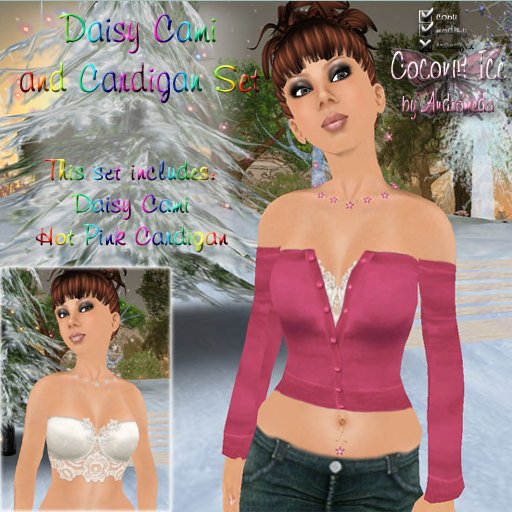 Daisy Cami & Cardigan Set ~ Hot Pink