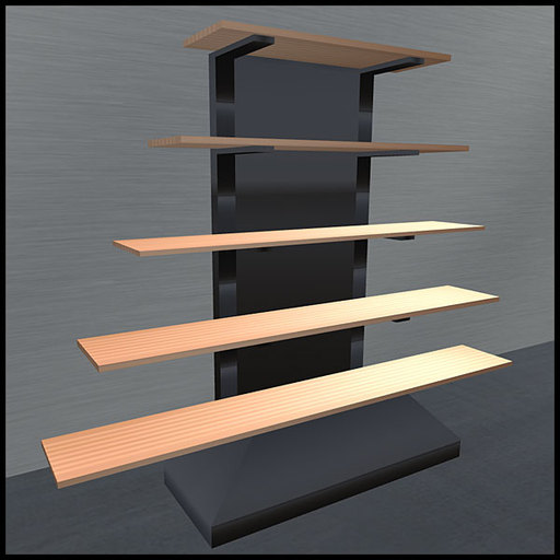 PIRISI - Glossy Black, 5 Wood Shelf Unit - BOXED