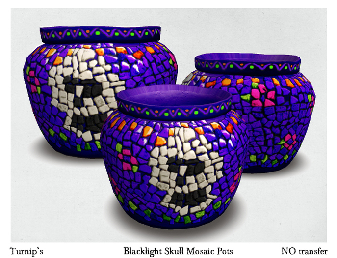 Turnip's Blacklight Skull Mosaic Pots