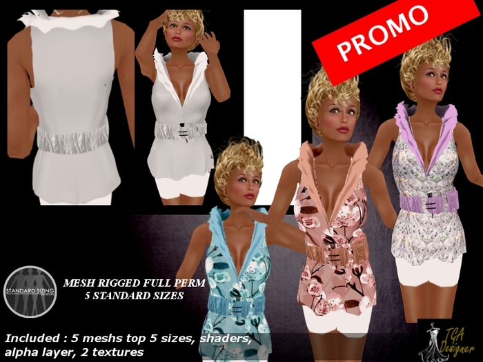 MESH RIGGED FULL PERM MAGNIFICO TOP WITH BELTFULL PERM 