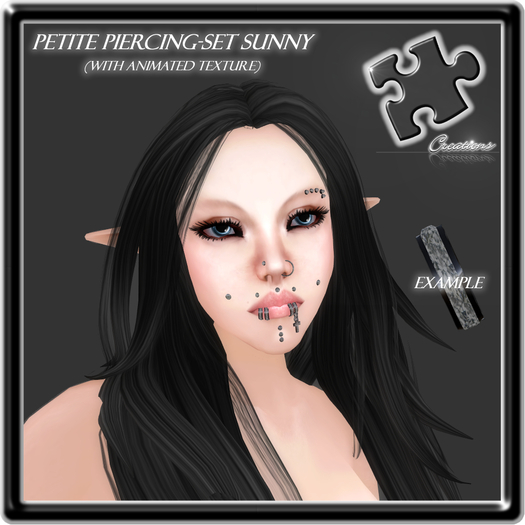 Petite Piercing-Set-Sunny / Tiny / Face / Unisex / Sculpted / Silver / Silber / Black / Schwarz / Animated / Cross 