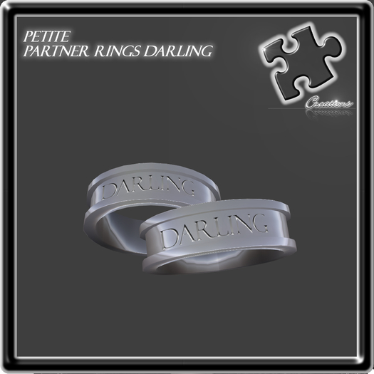Petite Partner Rings Darling / Friendship / Petite / Tiny / Sculpted / Engraved / Male / Female / Love