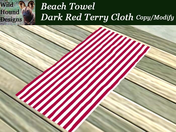 [WHD] -- Beach Towel - Dark Red Terry Cloth (Copy/Modify) - 20 Animations