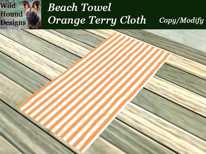 [WHD] -- Beach Towel - Orange Terry Cloth (Copy/Modify) - 20 Animations