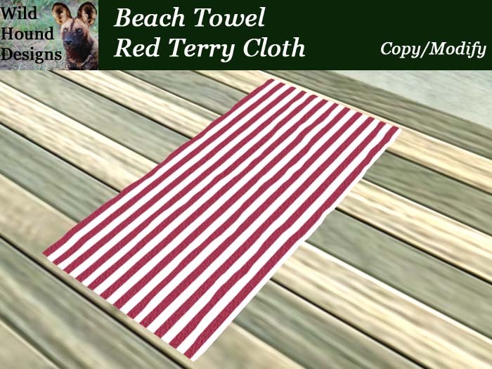 [WHD] -- Beach Towel - Red Terry Cloth (Copy/Modify) - 20 Animations