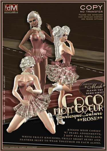 !dM deviousMind: "Coco Mon Coeur" **ROSE** Burlesque Couture