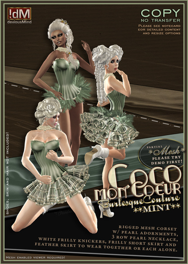 !dM deviousMind: "Coco Mon Coeur" **MINT** Burlesque Couture