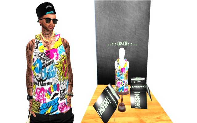 ---::[[F A M E]]::--Colorful Comic-Mesh Tank