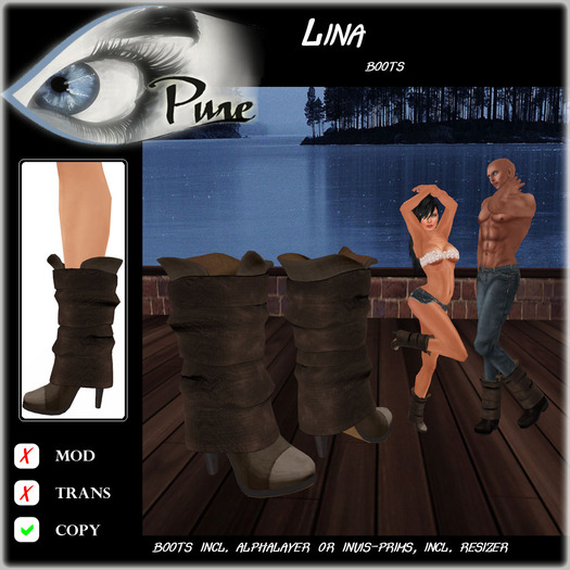 << PURE >> Pure Shoes - Lina in Brown [inworld price 199L$]