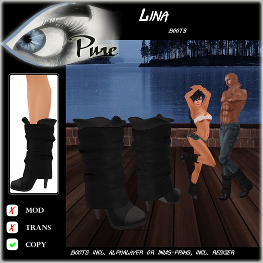<< PURE >> Pure Shoes - Lina in Black [inworld price 199L$]