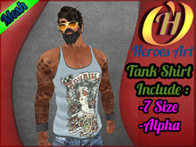 Heroes Art. Man Blue World Sleavless Shirt Mesh Rigged