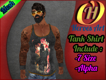 Heroes Art. Man Tank Black Rider Sleavless Shirt Mesh Rigged