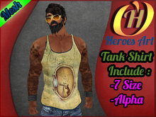 Heroes Art. Man Tank Look Into My Eyes  Sleavless Shirt Mesh Rigged