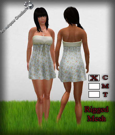 Floral Drawstring Casual Mini Dress (Rigged Mesh) Lemon