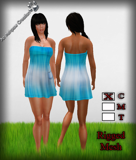 Summer Pockets Casual Mini Dress (Rigged Mesh) Blue Skies