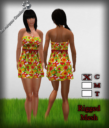 Summer Ruched Casual Mini Dress (Rigged Mesh) DEMO