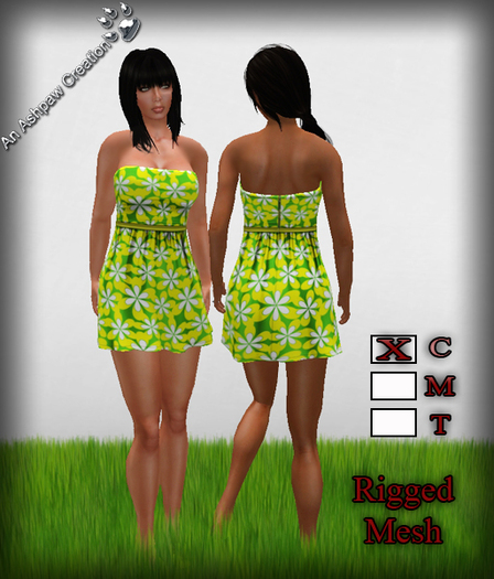 Summer Ruched Casual Mini Dress (Rigged Mesh) Floral3