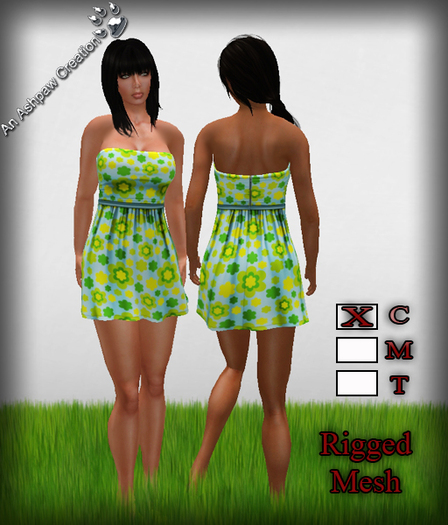 Summer Ruched Casual Mini Dress (Rigged Mesh) Floral4