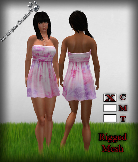 Sash Casual Mini Dress (Rigged Mesh) In The Pink