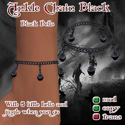 Ankle Chain ~ 5 Bells black jingle