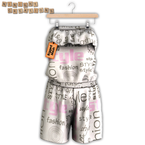 NN Mesh Strapless Romper Lettering Style 3