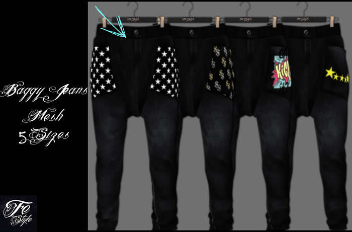 ::Fe Style:: White Stars - Baggy Jeans - Mesh - 5 Sizes