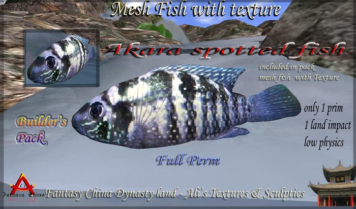 Mesh spotted akara fish  with texture builder's pack