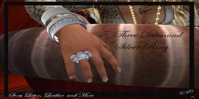 Three Diamond Silver Ring by CMO Boxed 12/12