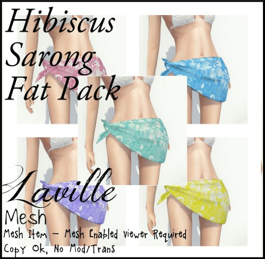 ! Laville ! Sarong - Hibiscus Prints - ALL COLOURS 