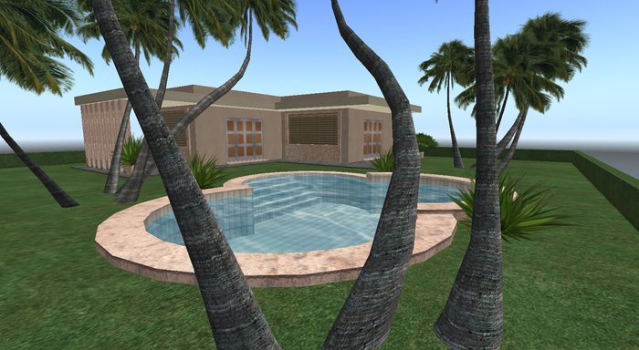 House on platform with pool - 96 prims